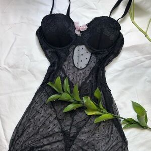 Elegant Black Lace Lingerie slip dress